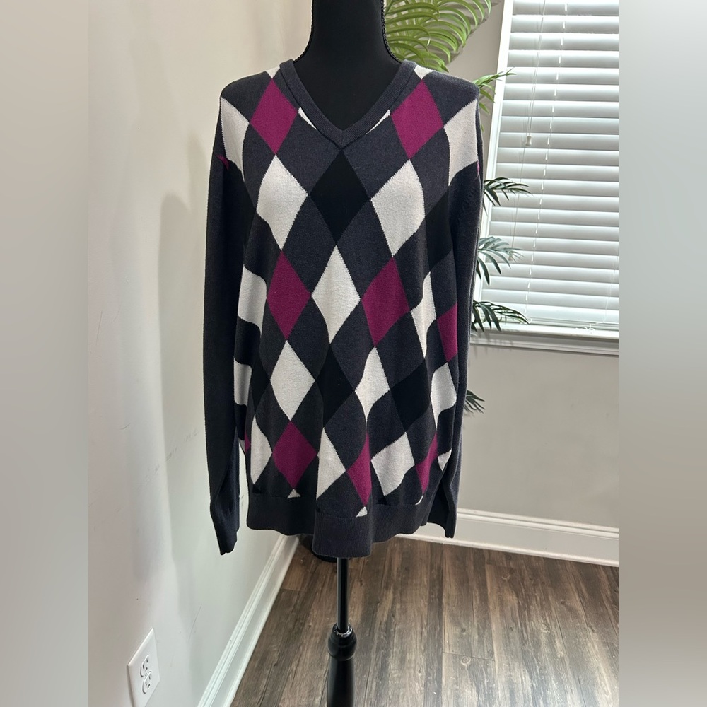Ashworth Men’s Argyle Sweater • Size L‎ • Academia Office Quiet Luxury